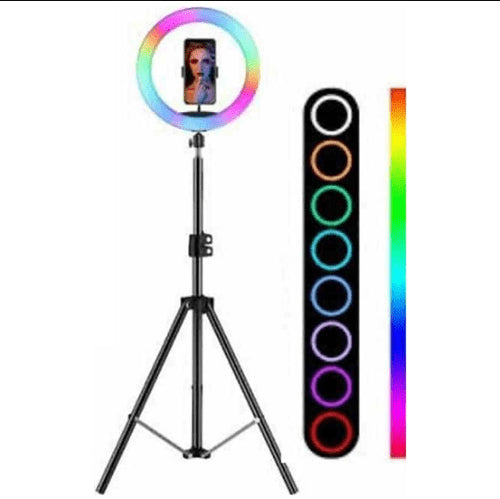 26cm LED Selfie Ring Light with Phone Mount, 7ft Adjustable Tripod, 3 Color Modes, USB-Powered Dimmable Light for Photography & Video Shooting