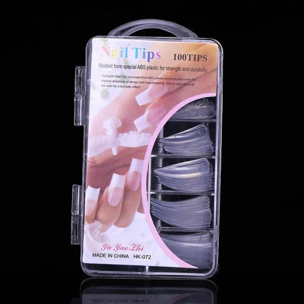 100 Pcs Nail Tips – Transparent & Natural Color | Long-Lasting Premium Quality Artificial Nails for DIY & Elegant Nail Art