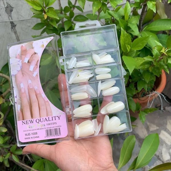 100 Pcs Nail Tips – Transparent & Natural Color | Long-Lasting Premium Quality Artificial Nails for DIY & Elegant Nail Art