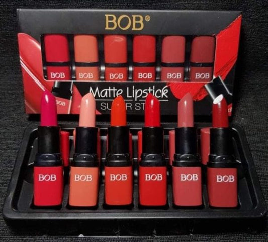 💄 Pack of 6 BOB Super Stay Matte Lipsticks | Long-Lasting, High-Quality Shades for Women (Random Colors)