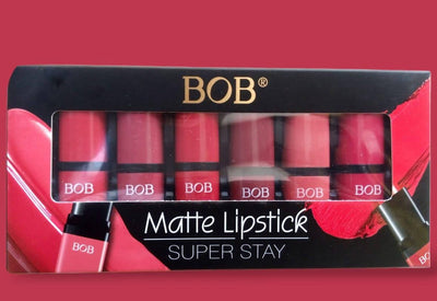 💄 Pack of 6 BOB Super Stay Matte Lipsticks | Long-Lasting, High-Quality Shades for Women (Random Colors)