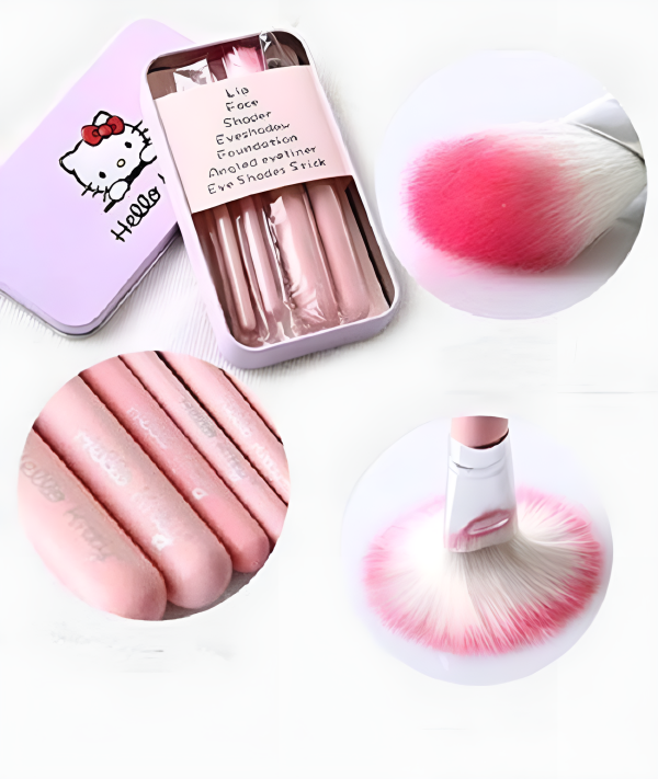 07 Pcs Kitty Style Pink Makeup Brush Set | Complete Kit for Beginners & Professionals 💖🖌️