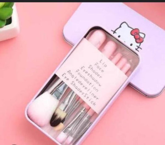 07 Pcs Kitty Style Pink Makeup Brush Set | Complete Kit for Beginners & Professionals 💖🖌️