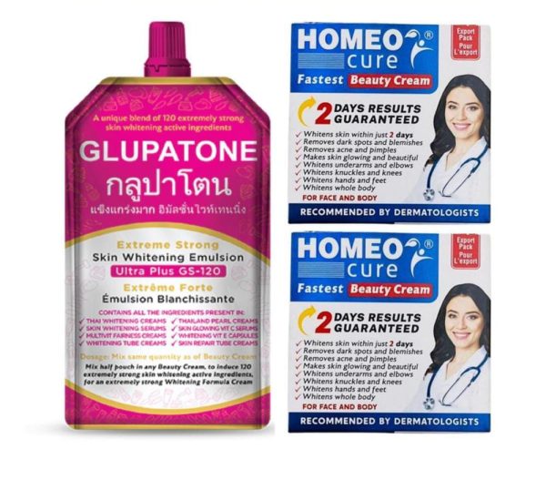 2 Homeo Cure Beauty Cream + 1 Glutone | Pack of 3 Skin Care Essentials | Whitening & Glowing Skin Formula