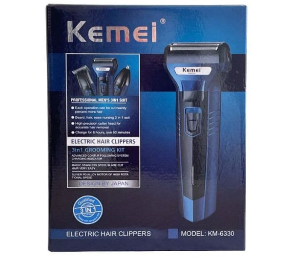 3 in 1 Kemei KM-6330 Rechargeable Shaving Machine – Hair Clipper, Beard & Grooming Tool