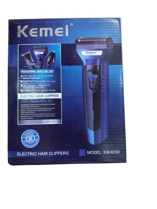 3 in 1 Kemei KM-6330 Rechargeable Shaving Machine – Hair Clipper, Beard & Grooming Tool