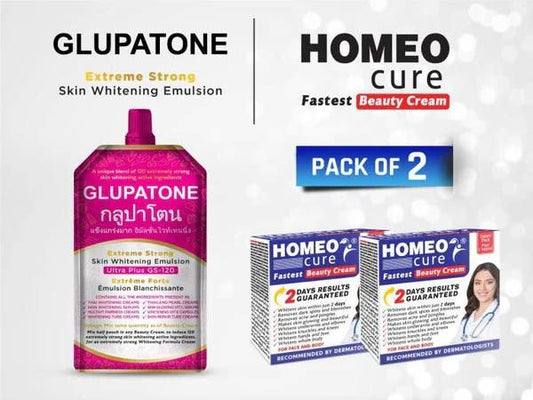 2 Homeo Cure Beauty Cream + 1 Glutone | Pack of 3 Skin Care Essentials | Whitening & Glowing Skin Formula