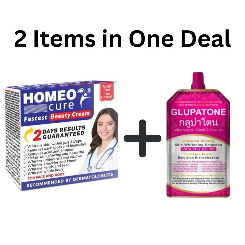 2 Homeo Cure Beauty Cream + 1 Glutone | Pack of 3 Skin Care Essentials | Whitening & Glowing Skin Formula