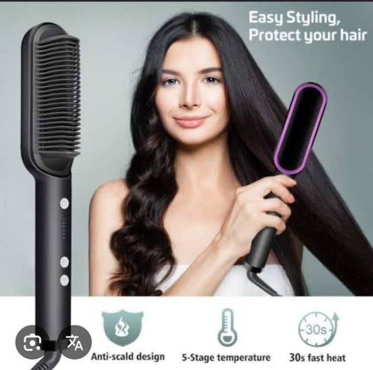 Multifunctional Ceramic Hair Straightener Brush – Fast-Heating Anti-Scald Hot Comb for Effortless Hair Styling & Care