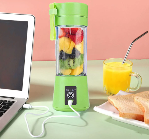 Portable Mini Juicer Blender – 6-Blade Rechargeable Smoothie Cup (380ml, Random Color) Perfect for Outdoor Use, Travel, Gym, and Daily Convenience