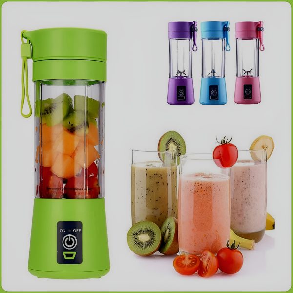 Portable Mini Juicer Blender – 6-Blade Rechargeable Smoothie Cup (380ml, Random Color) Perfect for Outdoor Use, Travel, Gym, and Daily Convenience