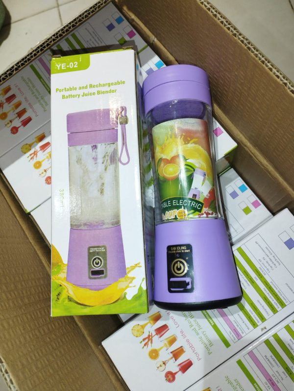 Portable Mini Juicer Blender – 6-Blade Rechargeable Smoothie Cup (380ml, Random Color) Perfect for Outdoor Use, Travel, Gym, and Daily Convenience