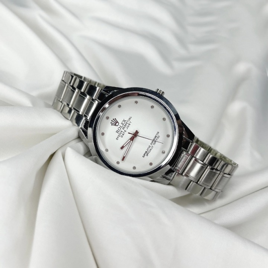 Rolex Men's Formal Quartz Wrist Watch | Premium Stainless Steel Chain | High-Quality Men's Watch with Box | Classic Wristwatch for Formal Wear