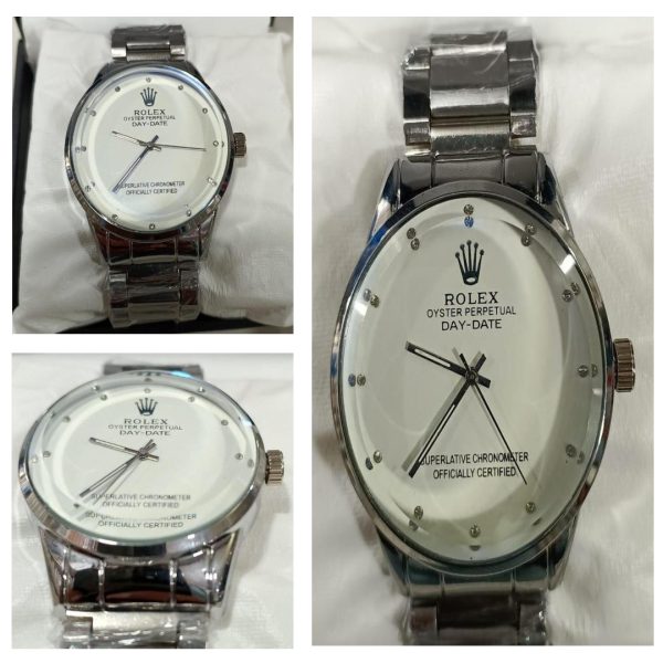 Rolex Men's Formal Quartz Wrist Watch | Premium Stainless Steel Chain | High-Quality Men's Watch with Box | Classic Wristwatch for Formal Wear