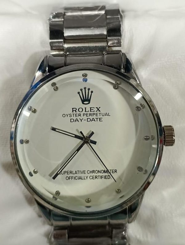 Rolex Men's Formal Quartz Wrist Watch | Premium Stainless Steel Chain | High-Quality Men's Watch with Box | Classic Wristwatch for Formal Wear