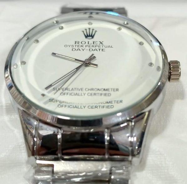 Rolex Men's Formal Quartz Wrist Watch | Premium Stainless Steel Chain | High-Quality Men's Watch with Box | Classic Wristwatch for Formal Wear